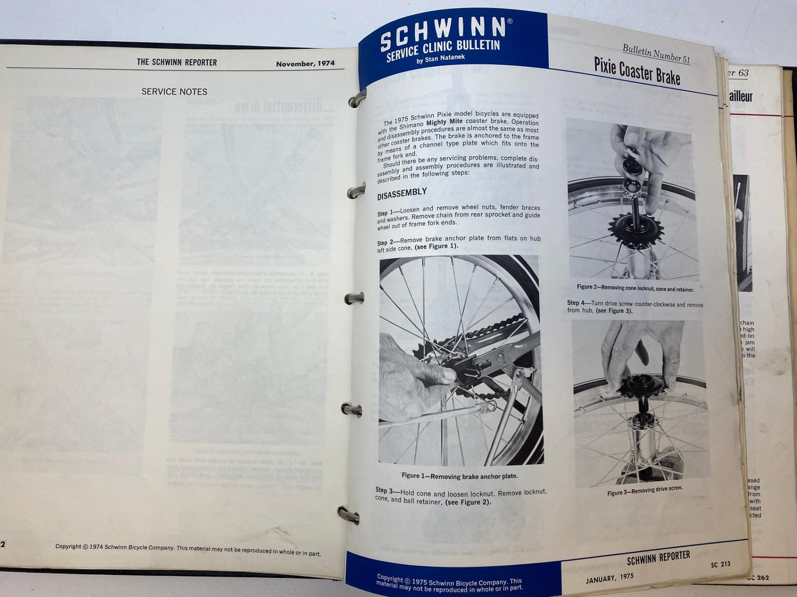 1970's Schwinn Service Clinic Bulletins Ring bound