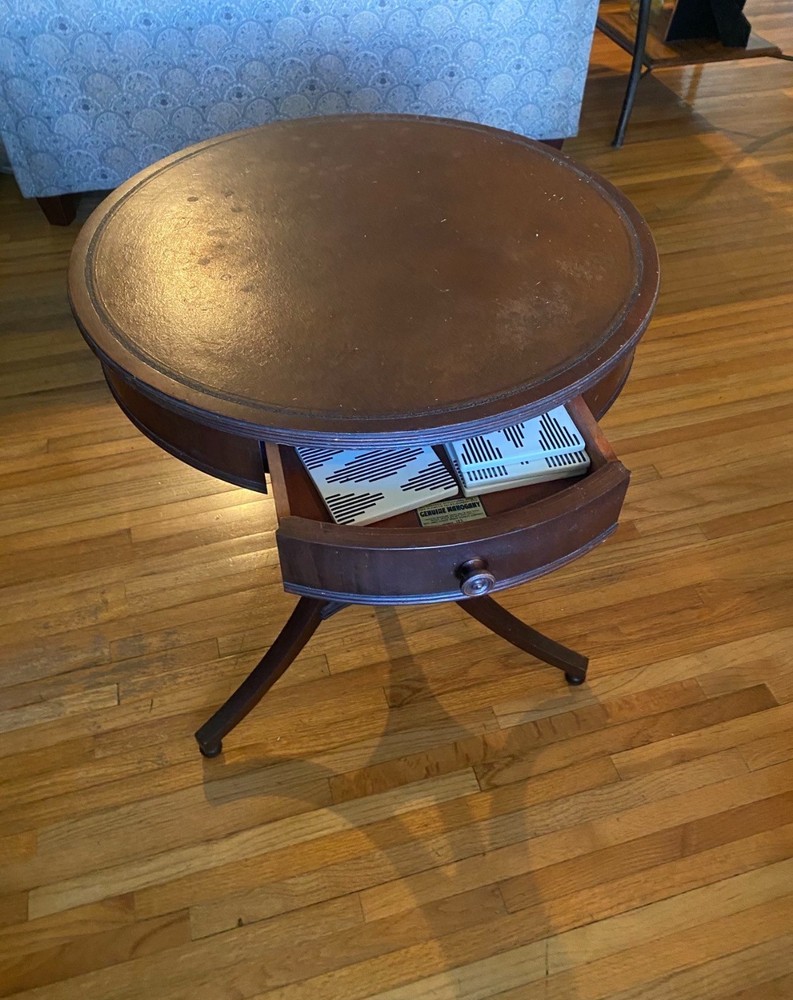 Antique Round Drum Pedestal Table