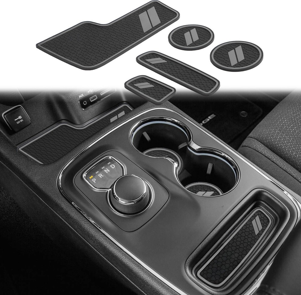 ARIDOSE for 2014-2020 Dodge Durango Cup Holder Liner Insert Mats Accessory 5PCS