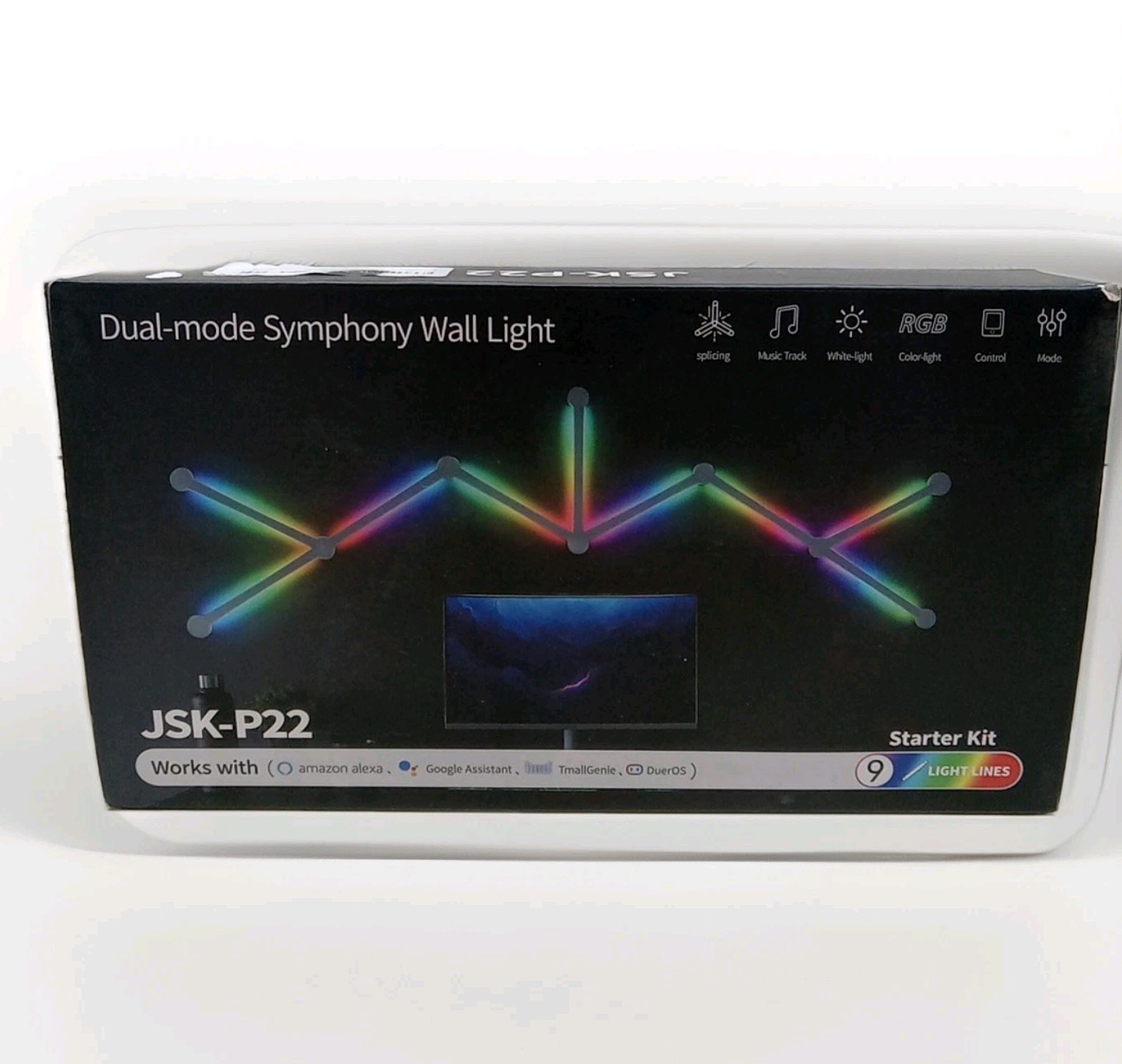 Smart LED Wall Lights Music Sync Voice Control RGB Light Bar 9 Pcs Black.....105