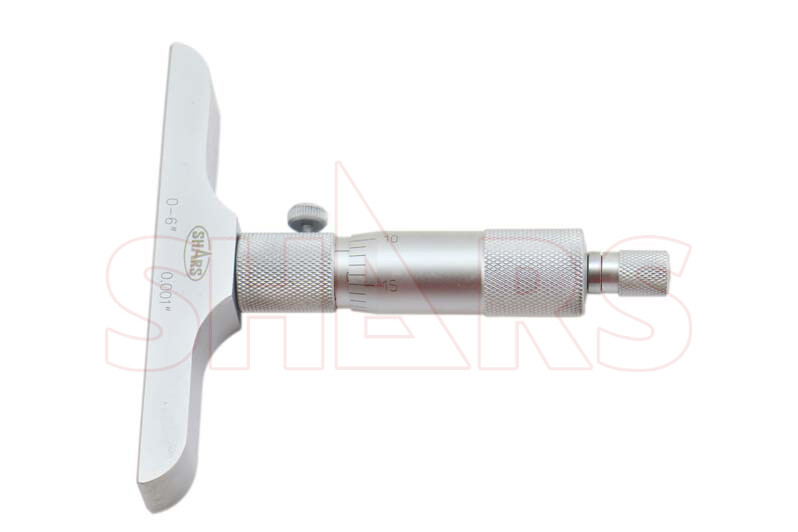 SHARS 0-6" DEPTH MICROMETER 4.0" BASE ROUND HEAD MEASURING RODS NEW P}