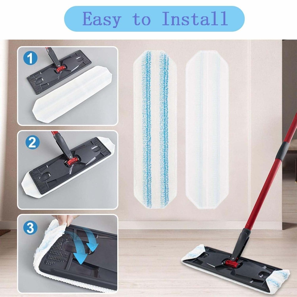 4-Pack Mop Pads Replacements for Flat Mop System, Reusable Microfiber Mop Ref...