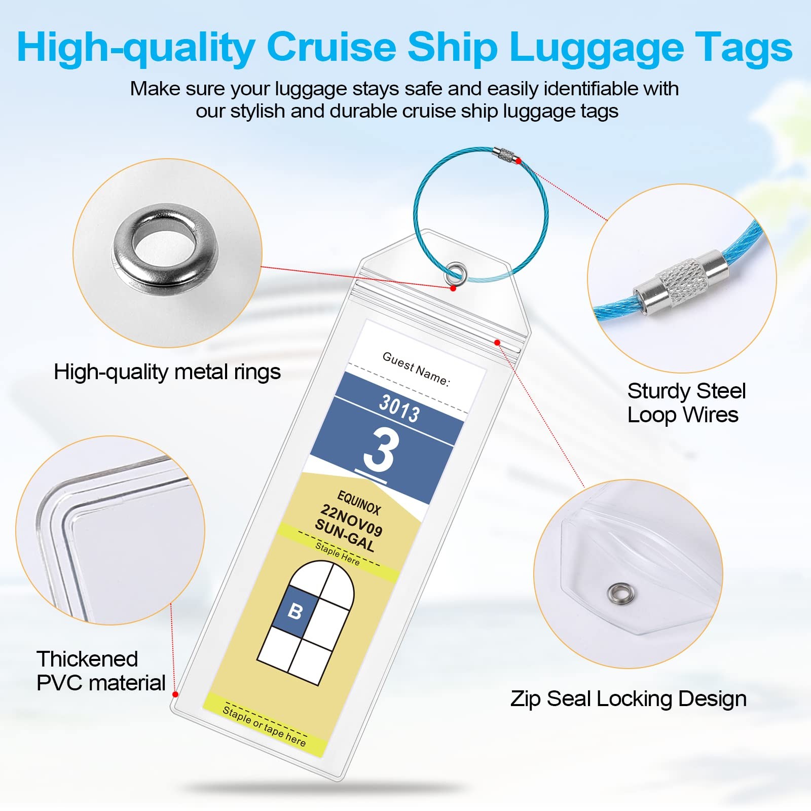 Cruise Luggage Tag Holder for Royal Caribbean Ships Celebrity, 6Pack Clear T...