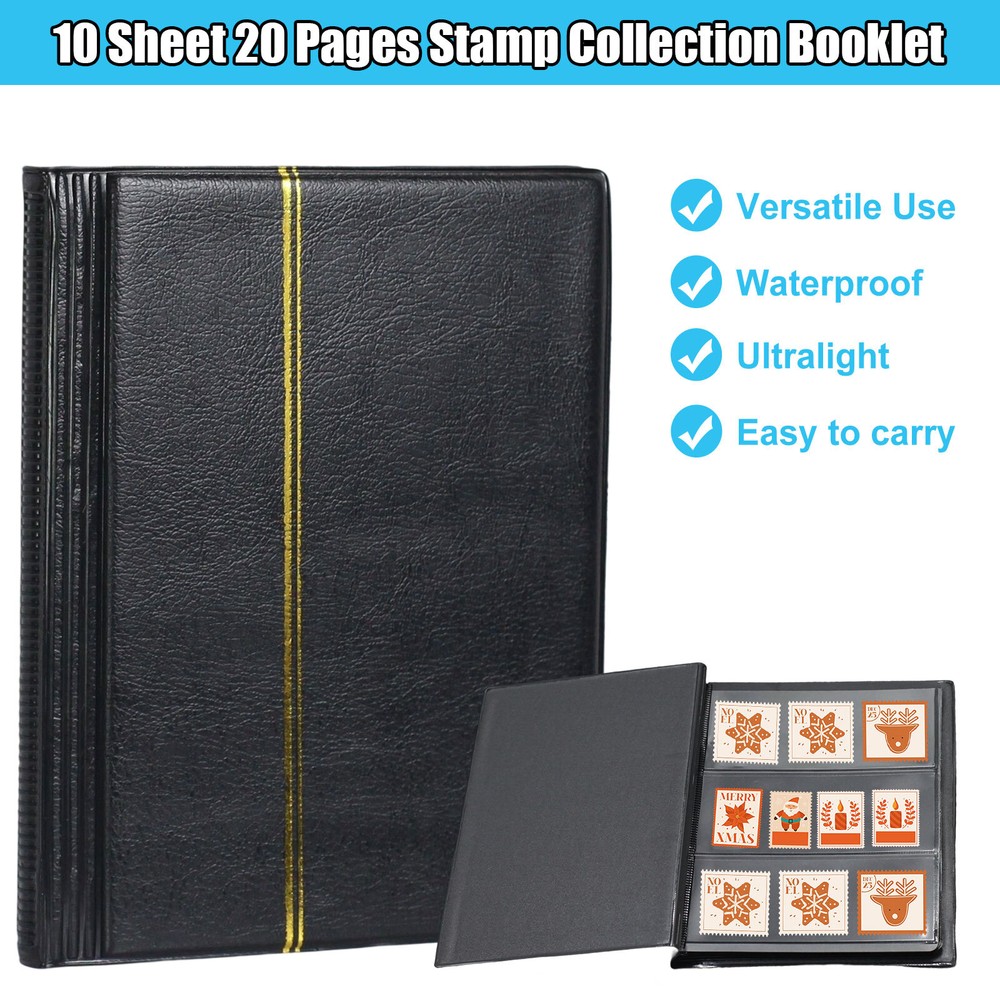 Ship from USA 20 Pages Stamp Collection Album Stamps Storage PU Book Sheets