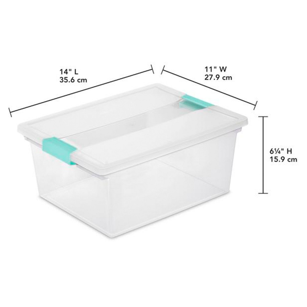 Sterilite Deep Plastic Stackable Storage Bin w/ Clear Latch Lid, Clear (4 Pack)