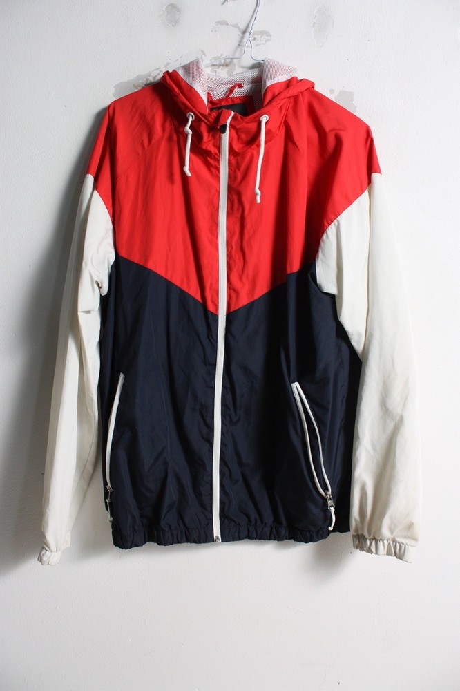 Primark Mens Windbreaker Hoodie Jacket Multi - Size Large L (E34)