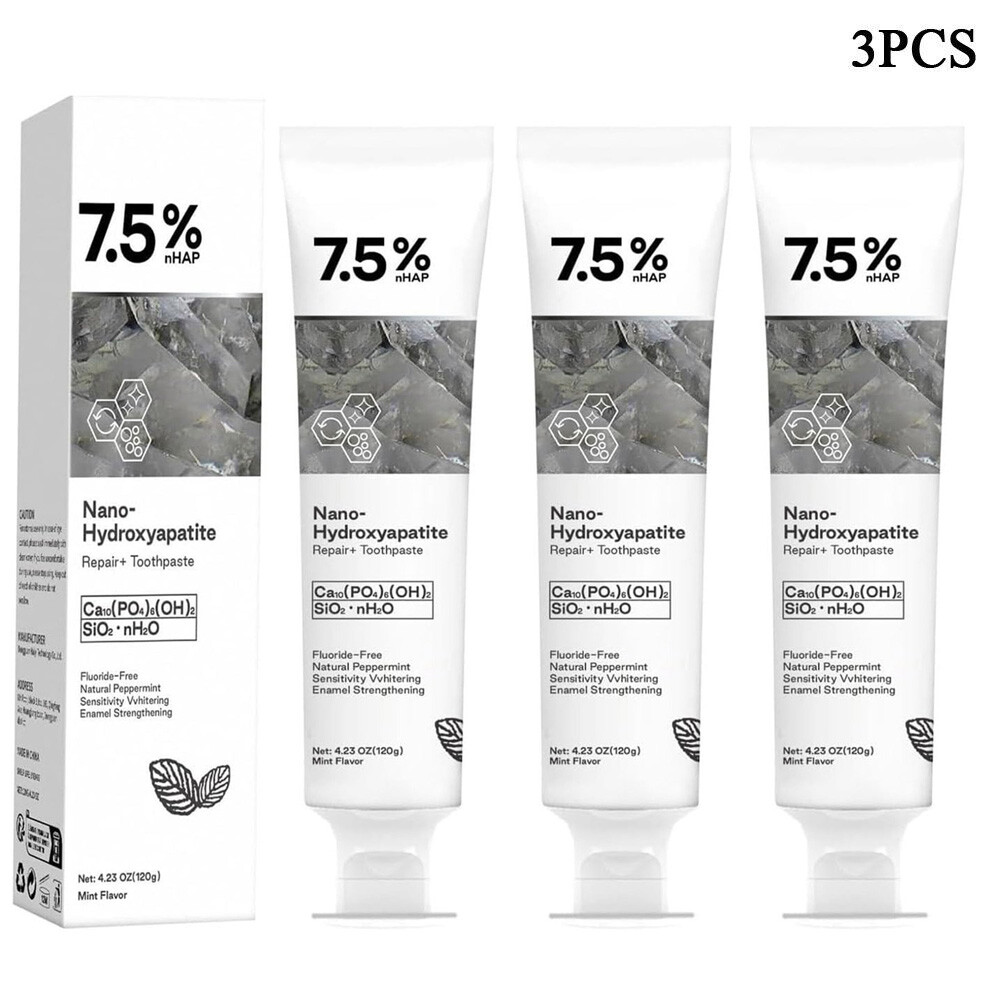 3X 7.5% Hap Nano-Hydroxyapatite Toothpaste Remove Deep Clean For Sensitive Teeth