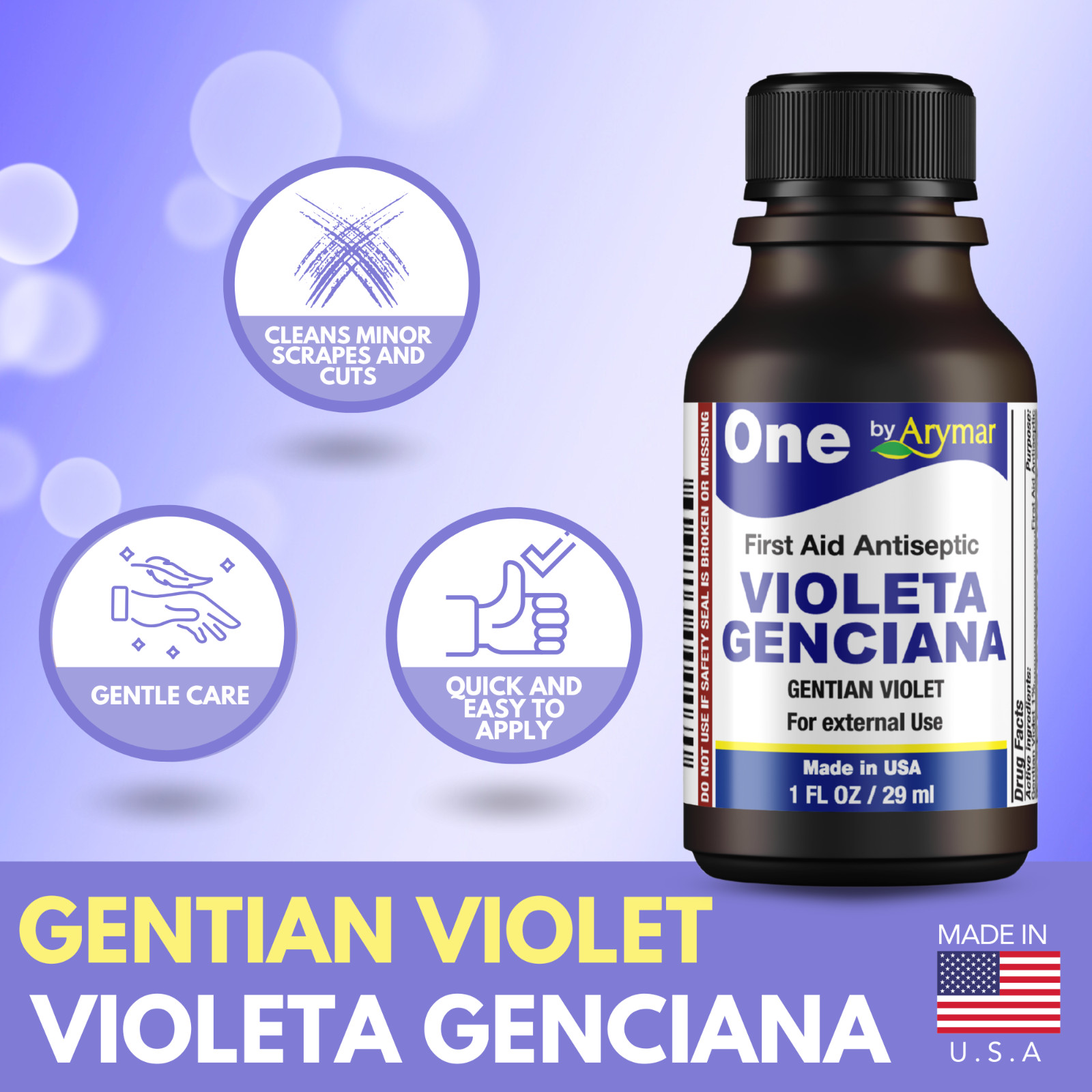 Arymar Violeta Genciana First Aid Antiseptic for Wounds, 1 fl oz (2-Pack)