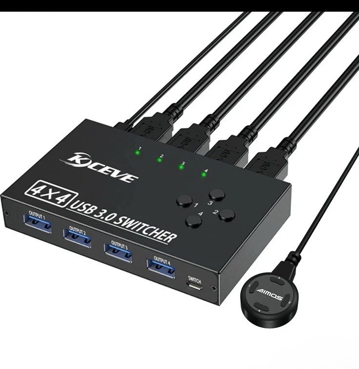 USB 3.0 Switch Selector 4 Port,KVM Switcher 4 Computers Sharing 4 USB Devices...