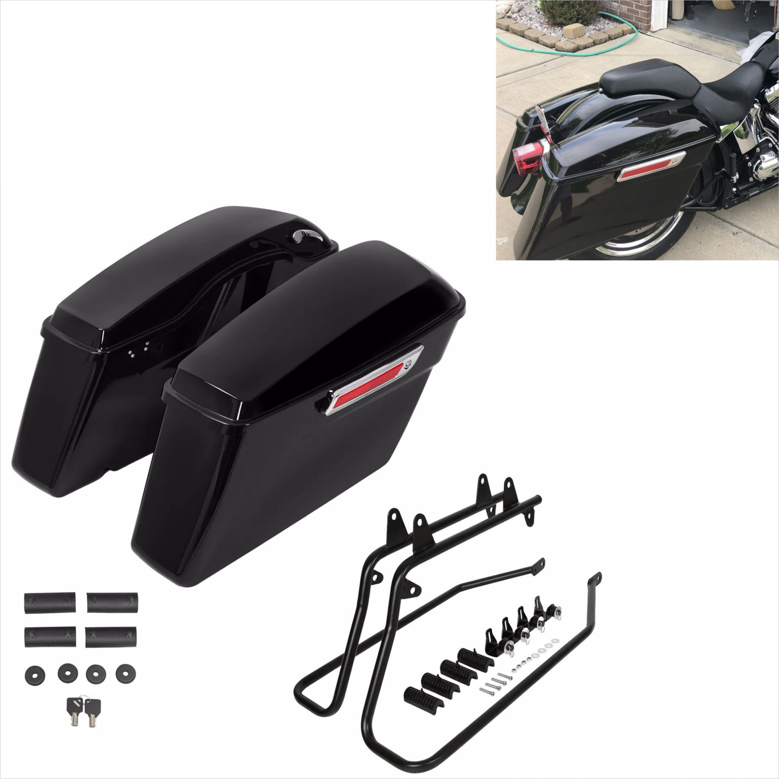 For Harley Softail Heritage Hard Saddlebags Saddle Bags & Conversion Brackets