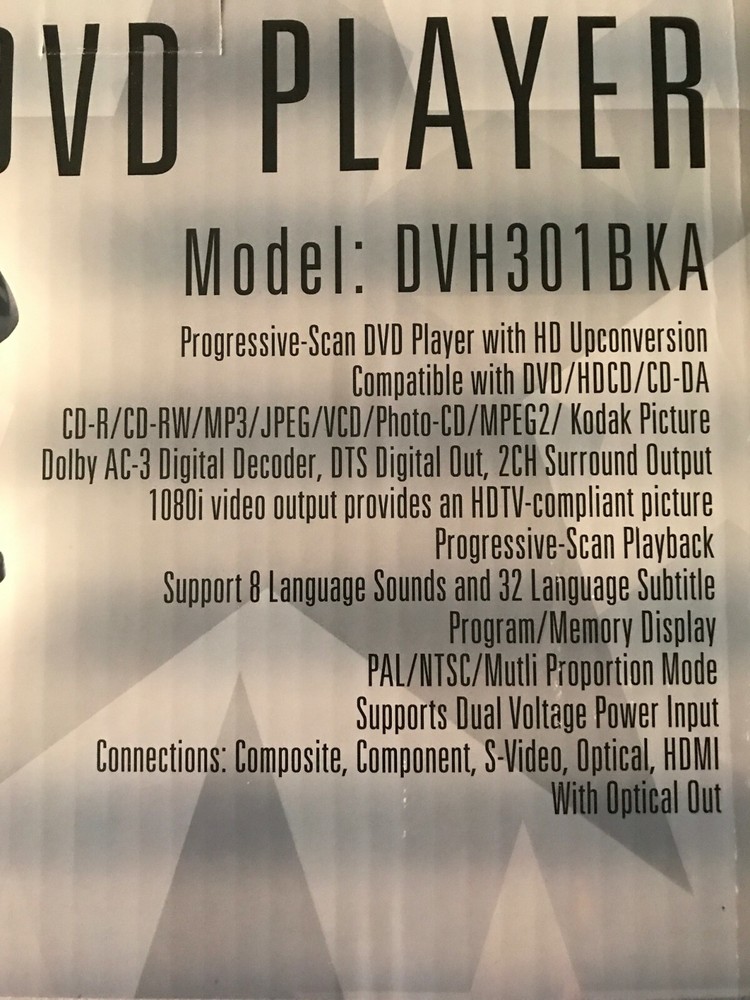 SABRE DVD player model DVH301BKA