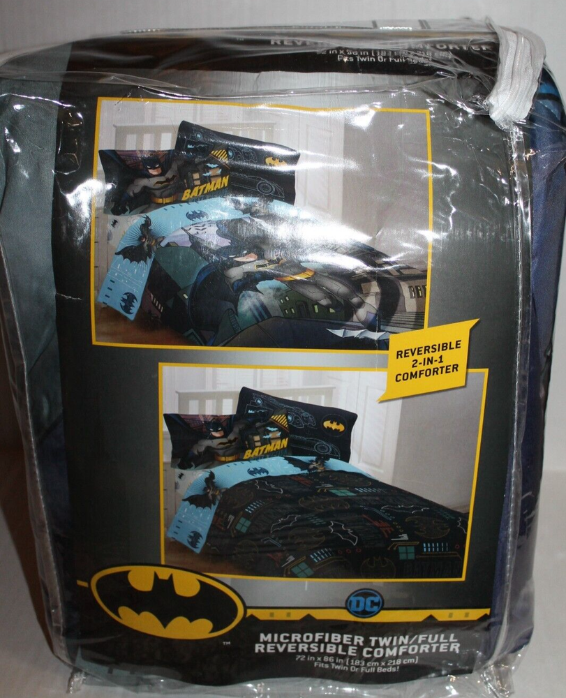 DC Comics Batman Twin / Full Reversible Comforter Superhero Bedspread NEW