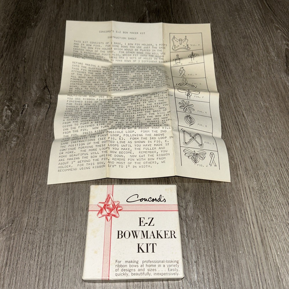 Concord's E-Z Bowmaker Kit DIY Crafts Assorted Bow Designs w/ Instructions