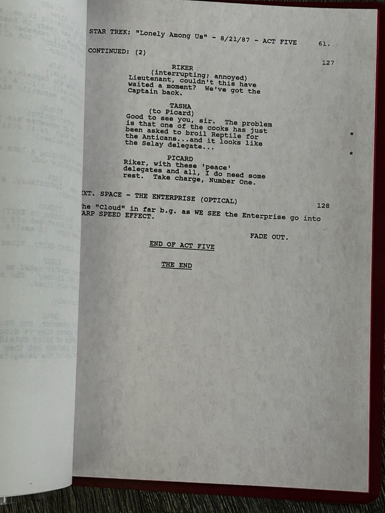 STAR TREK Script The Next Generation Lonely Among Us 2nd Revision Final Draft