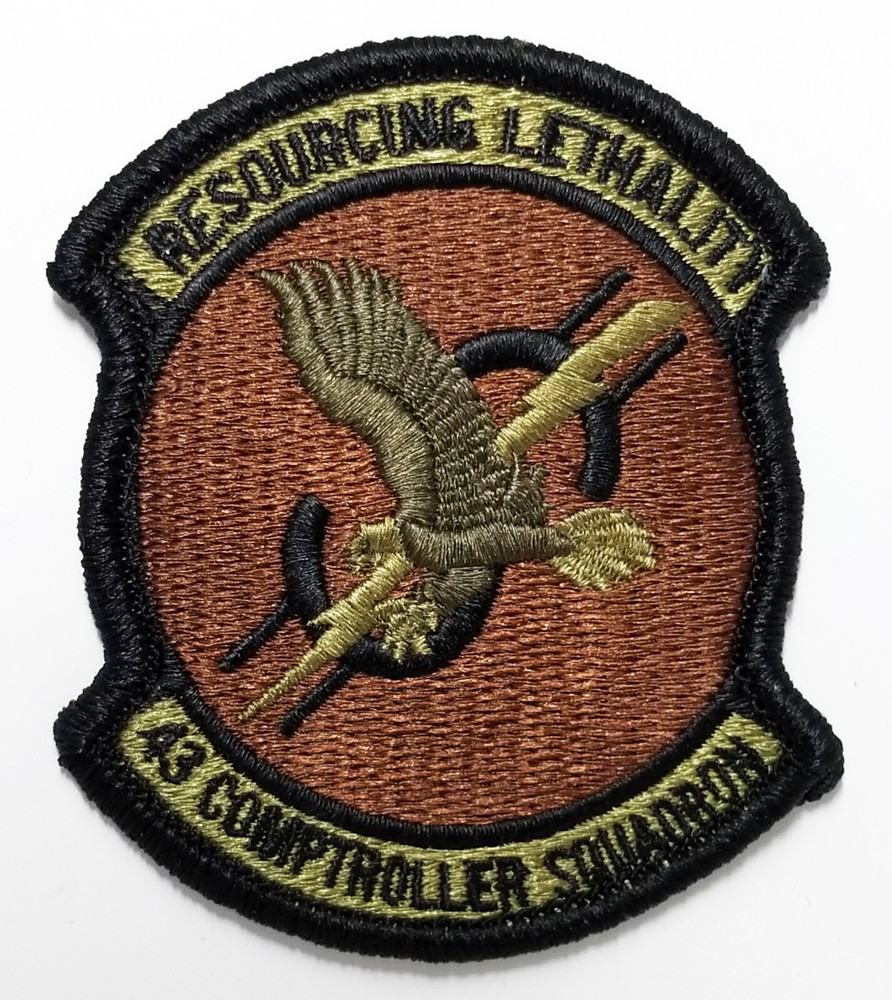 Air Force 43rd Comptroller Squadron Subdued Hook Back Patch