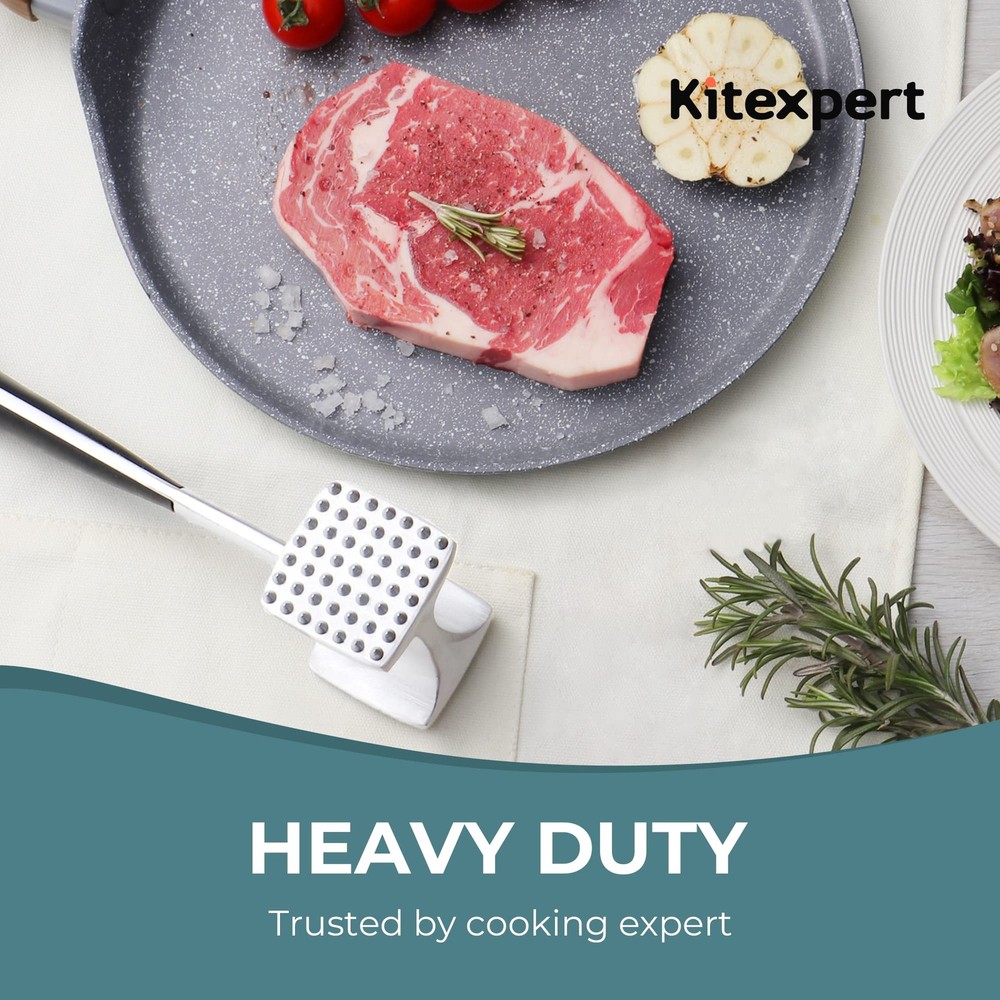 KITEXPERT Meat Tenderizer Hammer with Comfortable-Grip Handle, Silver