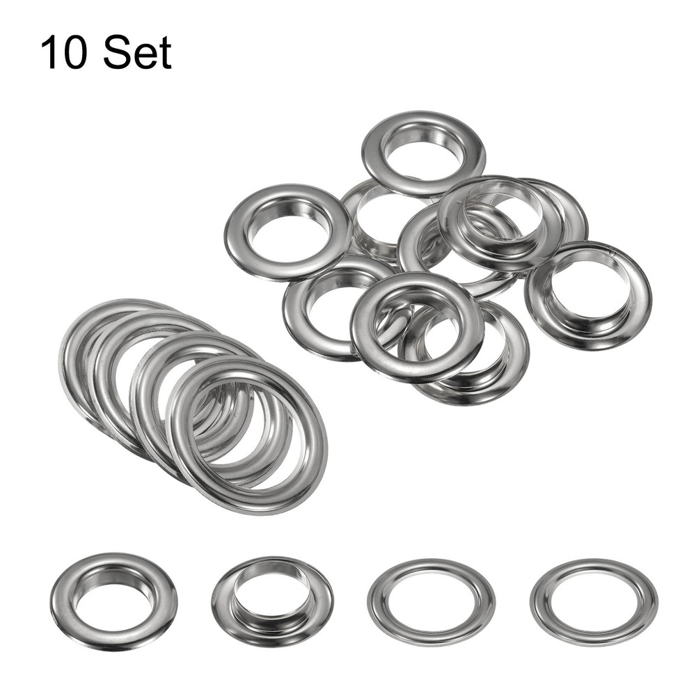 10Set Grommets Eyelets Kit 20mm Brass Eyelets with Washers, Silver