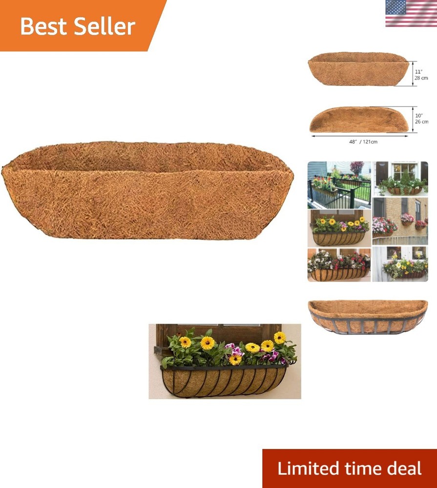 1 Pcs Trough Coco Liner 48 inch Wall Planter Replaceable Coco Liner for Windo...