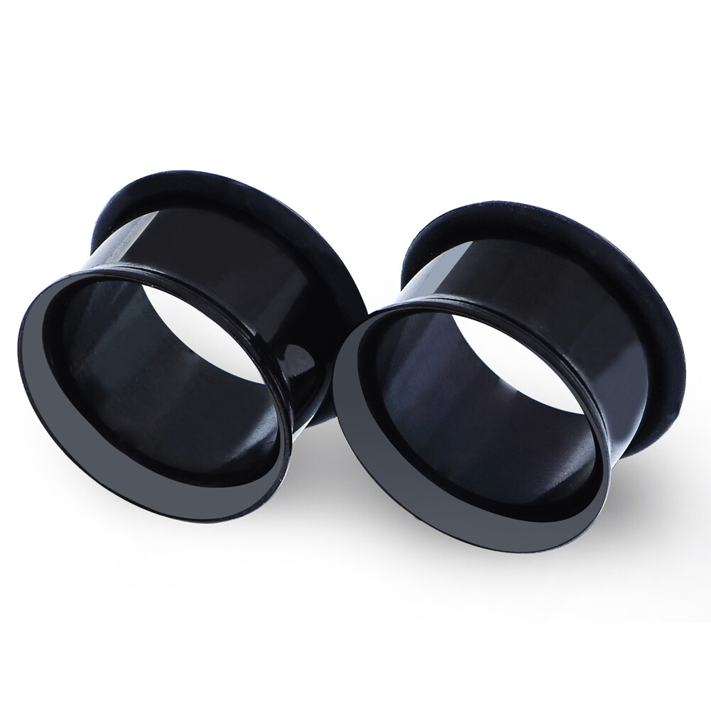PAIR STAINLESS STEEL FLESH TUNNELS SINGLE FLARED EAR GAUGES PLUGS W/O-RINGS