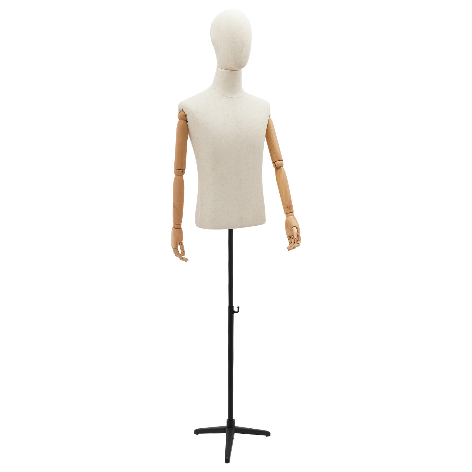 Adult Male Torso Mannequin Dress Form with tripod Base Adjustable Height