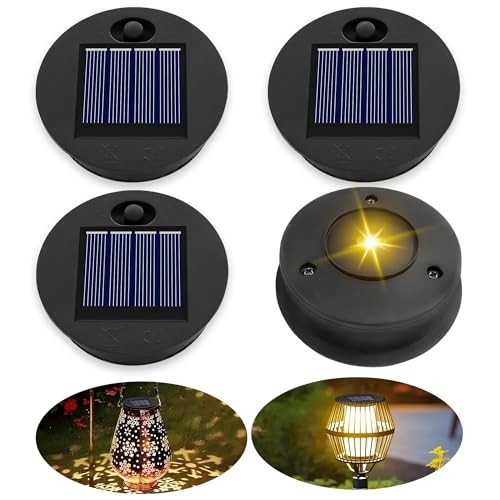 4 Pack Solar Light Replacement Top, Replace Solar Light Part 2.76 inch-4p Black