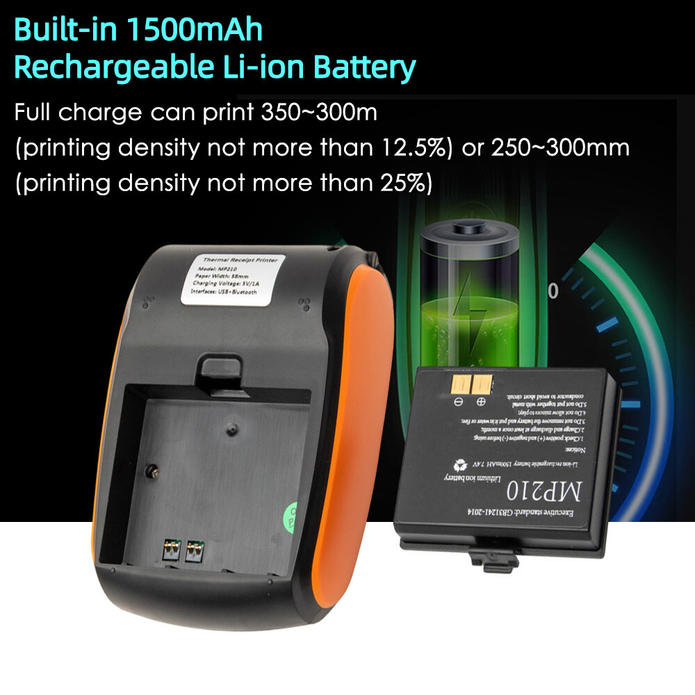 GOOJPRT 58mm Portable BT &USB Thermal Receipt Printer Mini Wireless Printer O7I9