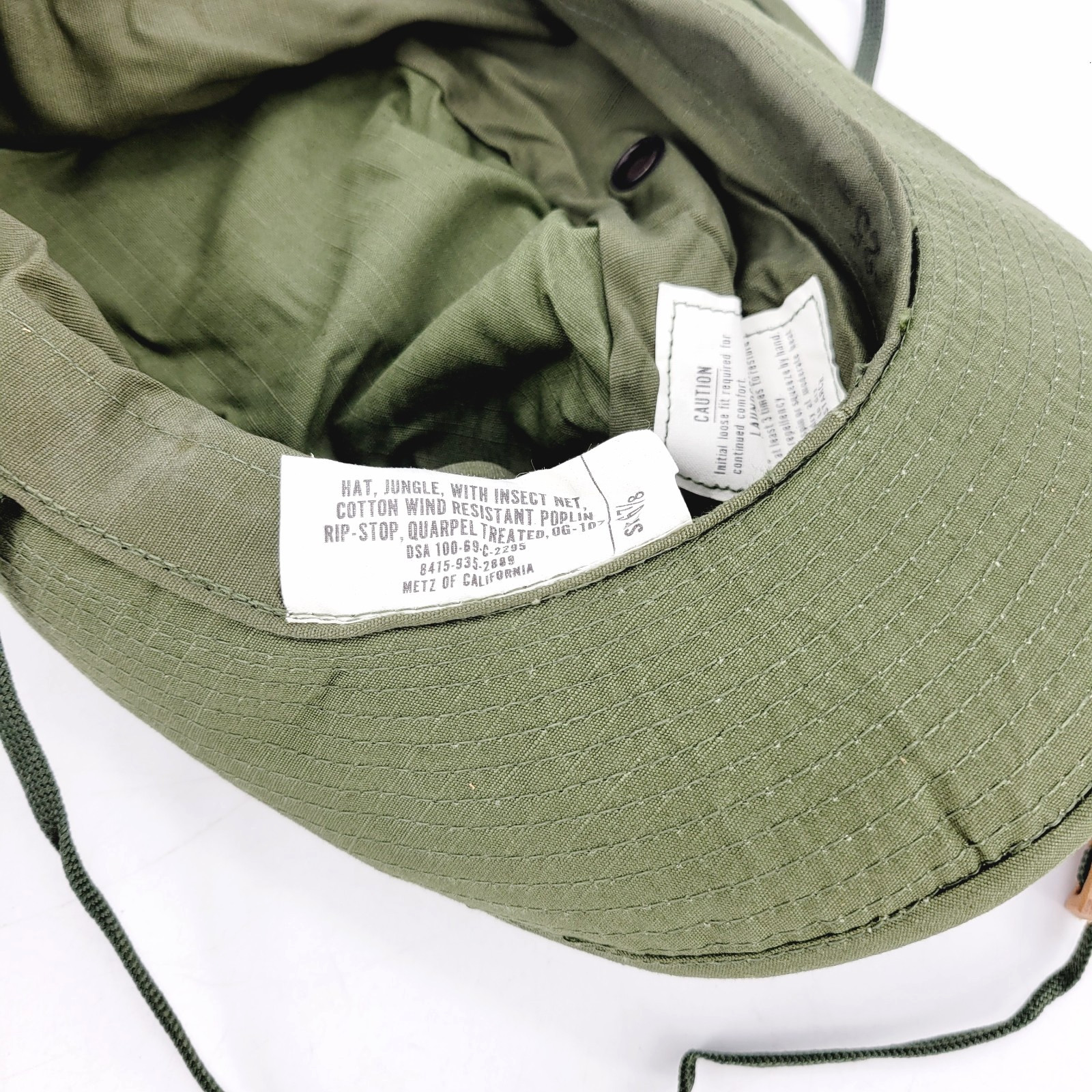 Vietnam War Jungle Hat w/ Insect Net Poplin OG-107 DSA 1969 Size 6 7/8 Boonie
