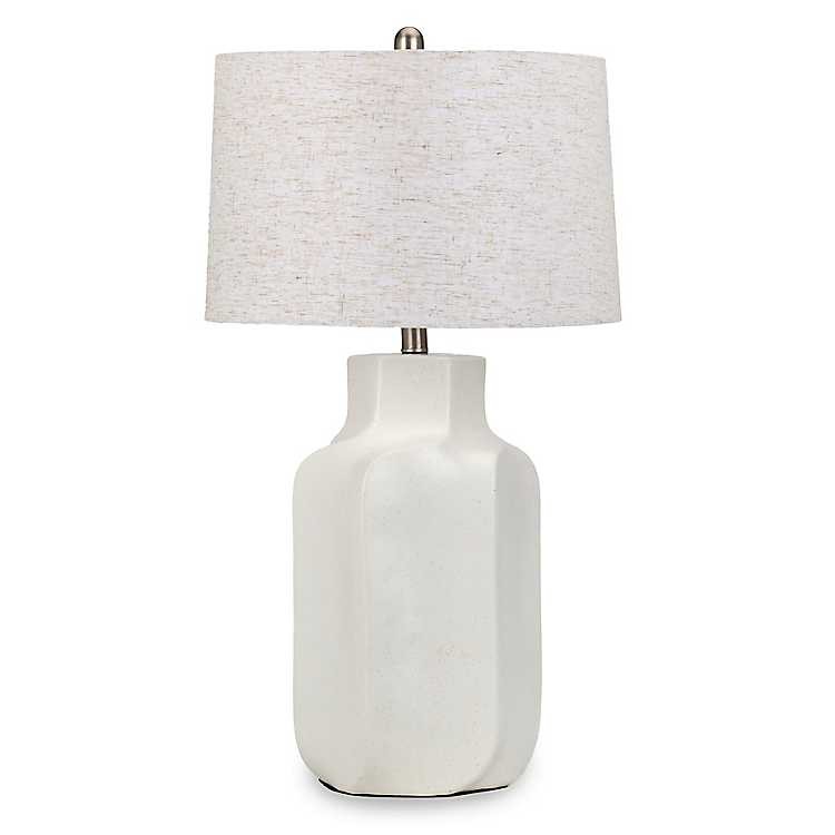 New! White Sculpted Ceramic Table Lamp