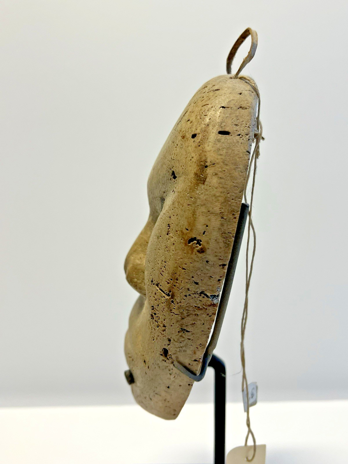 Antique Carved Inuit Eskimo Fetish Face Mask; With Stand