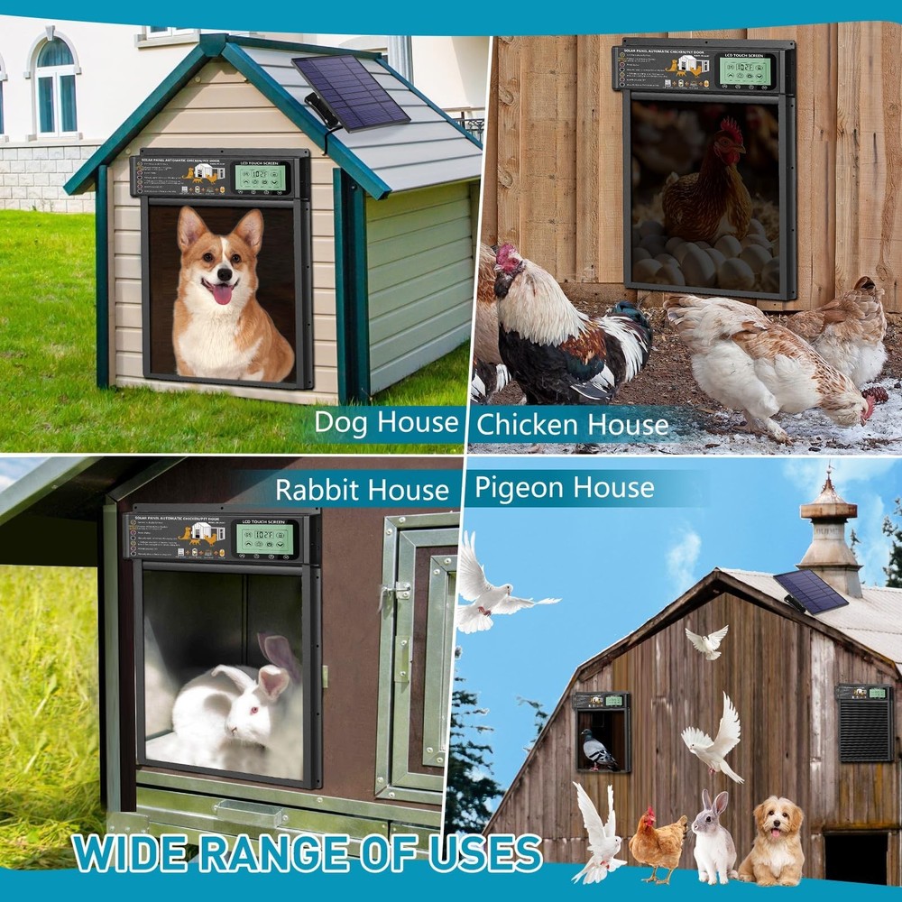 Automatic Pet Door, Dog Door Radar, Timer & Light Sensor Modes, Solar & USB R...