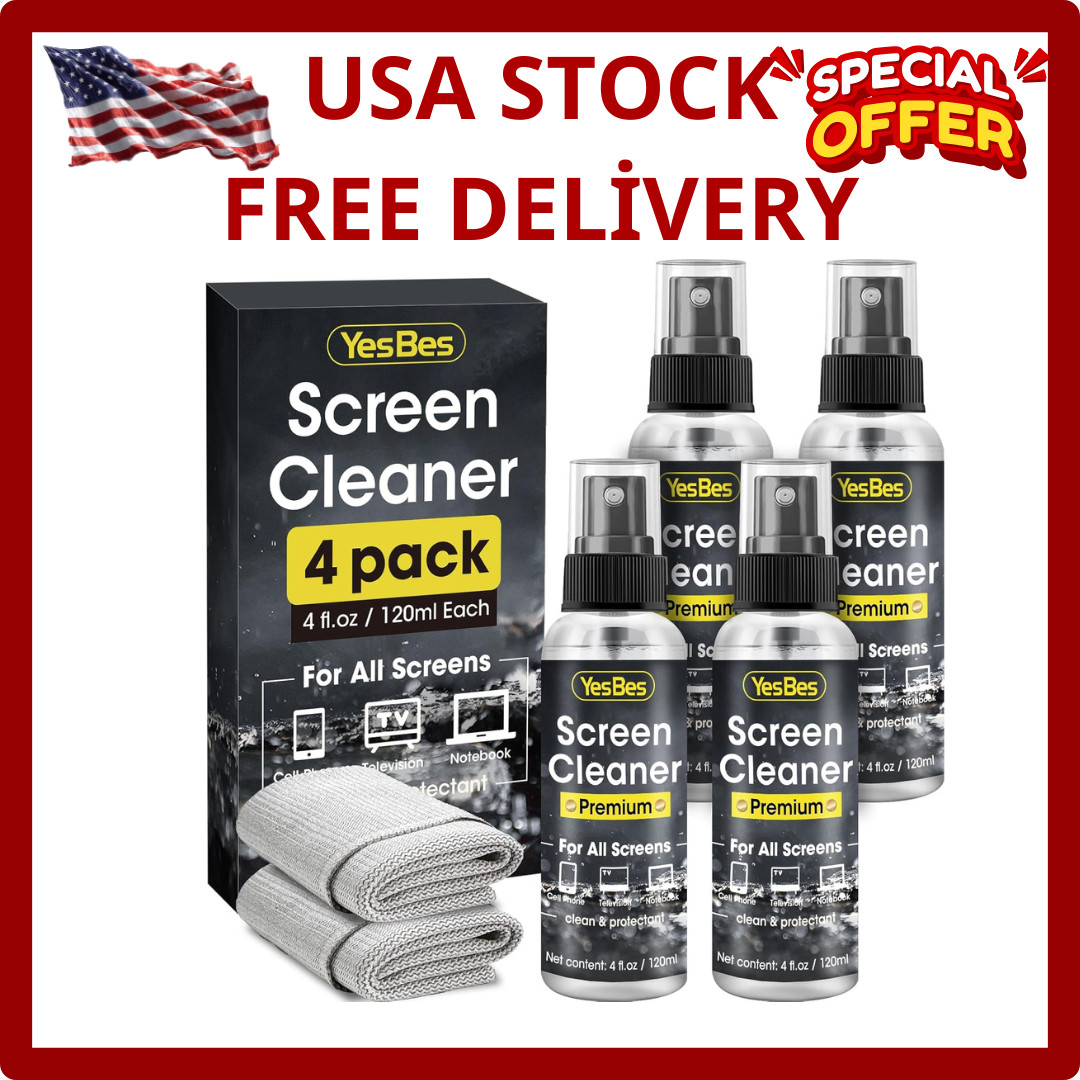 Screen Cleaner Spray 16Oz (4Oz X 4 Pack) - TV & Computer Screen Cleaner with
