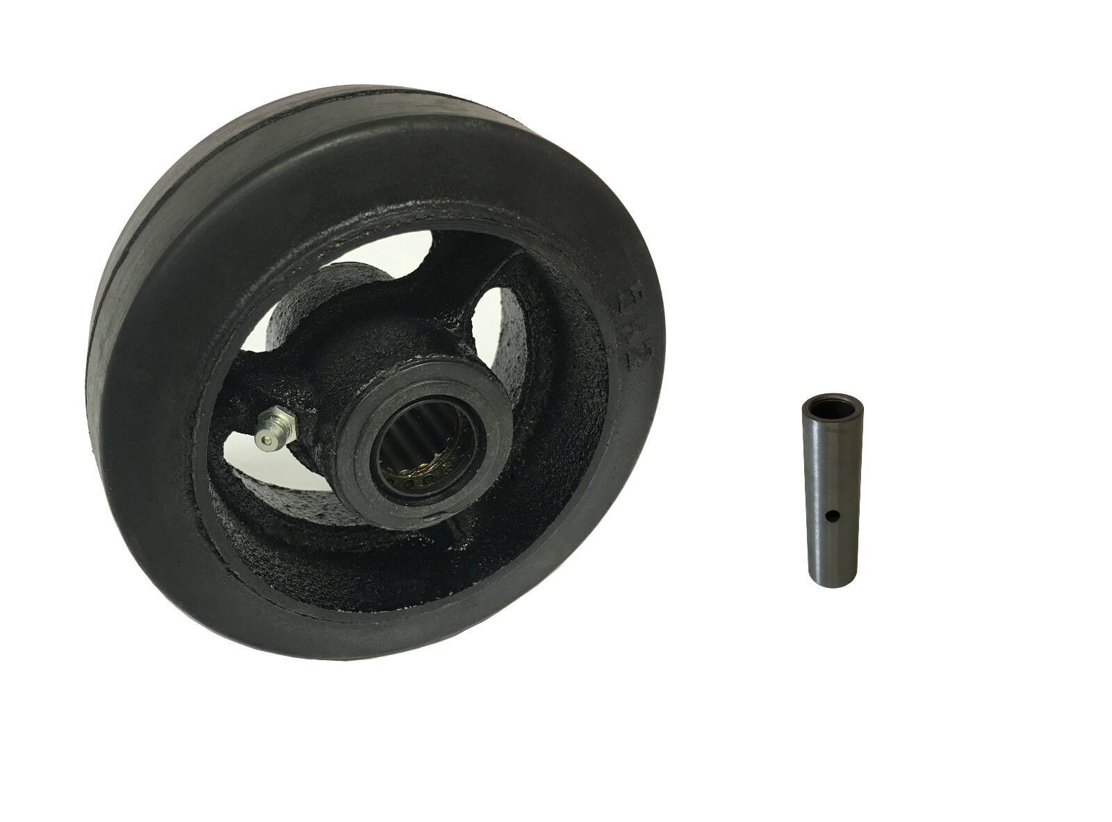 Caster Wheels Set 4" 5" 6" 8" Rubber on Cast Iron Wheel Set With Bearing & Kit