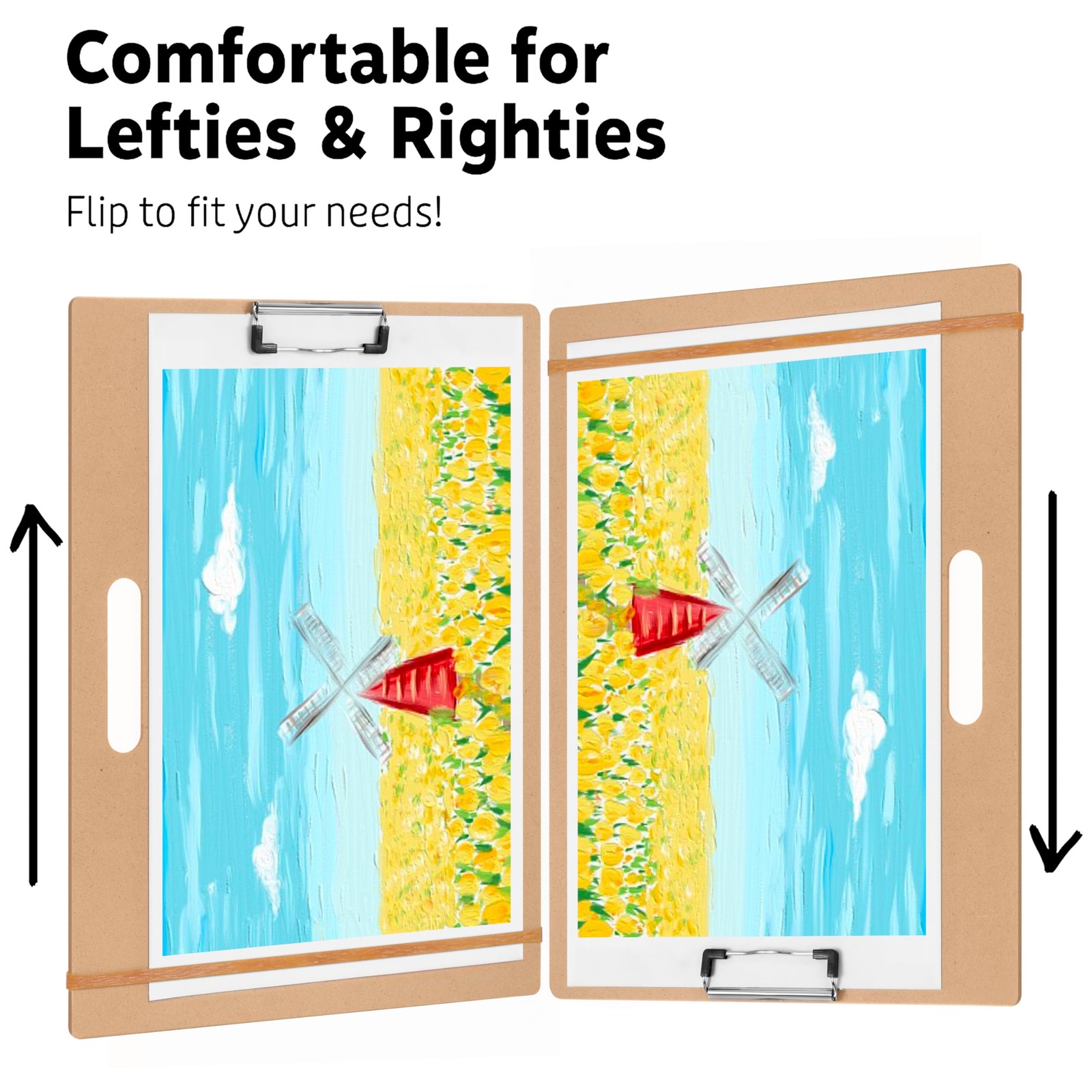 13" x 17" Artist Sketch Board with Handle - Portable Clipboard for Painting a...