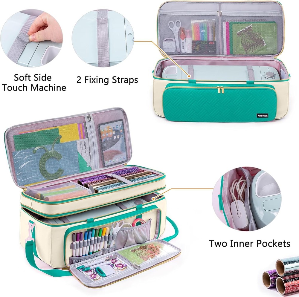 Double-Layer Carrying Case Compatible with Cricut Maker 4, Explore 4, Maker 3, E