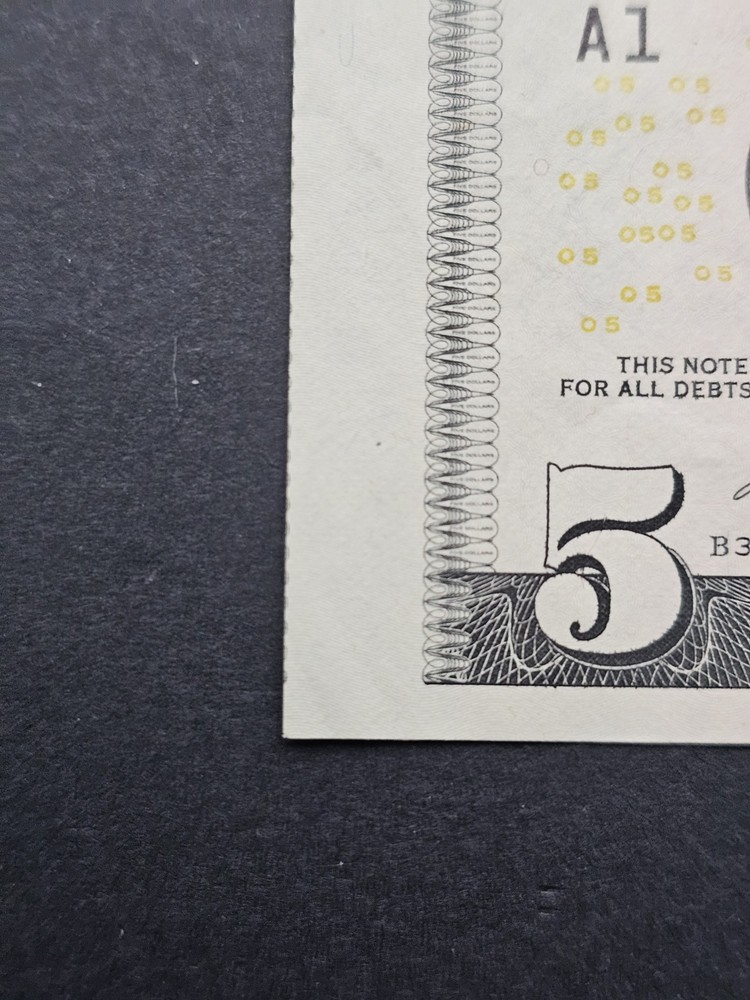 Star Note Miscut Five Dollar Bill 2021 5$