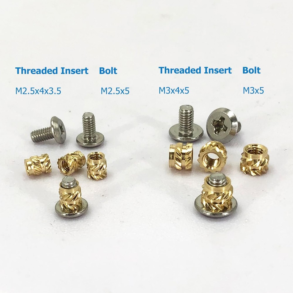 440Pcs Threaded Inserts Bolt Set M2.5 M3 Heat Insert Kit, Gold