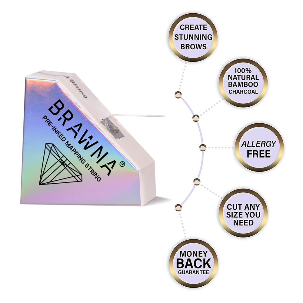 BRAWNA White Brow Mapping String for Eyebrow Measuring - Microblading Supplies