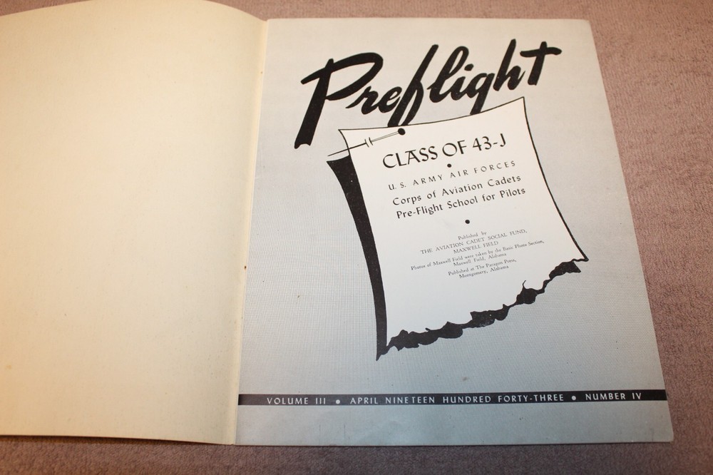 Original WW2 U.S. Army Air Forces "Preflight" Aviation Cadets April 1943 Booklet