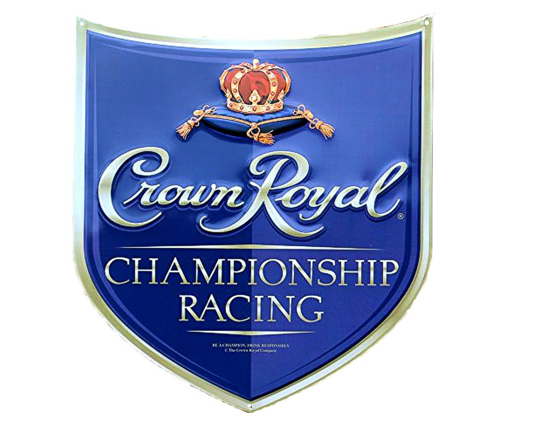 Crown Royal Championship Racing Embossed Shield Tin Metal Man Cave Garage Sign