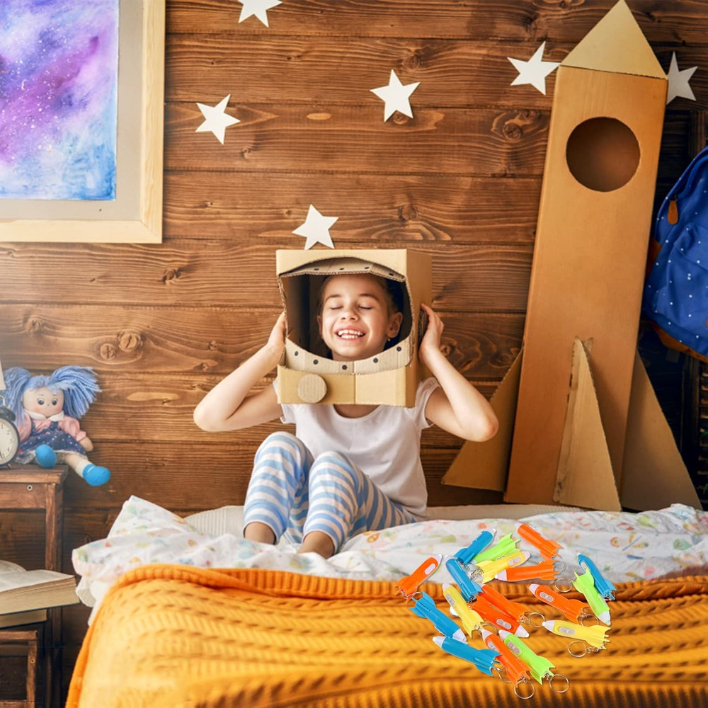 48 PCS Helicopter Mini Flashlight Keychain, Rocket LED Flashlight, Mini Flashlig