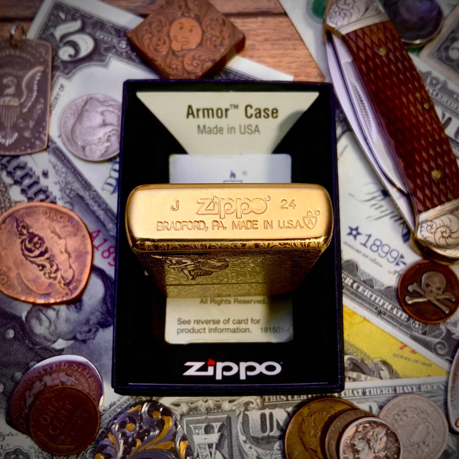Zippo “Rolling Stones” Themed Engraved Brass Armor Lighter Limited Edition of 50