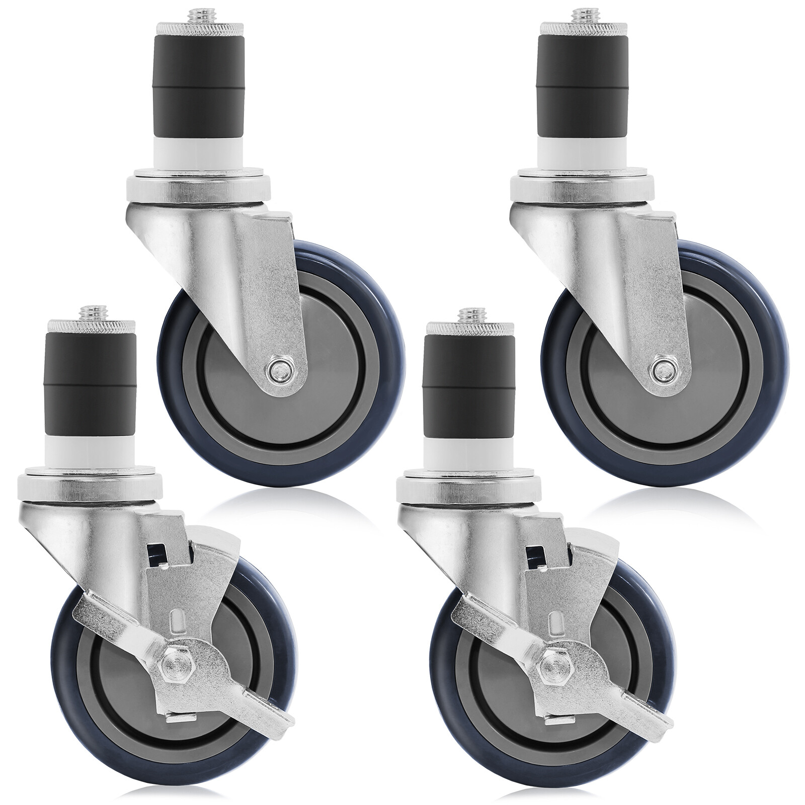 4" Caster Wheel Set Kit for Commercial Stainless Kitchen Prep Work Tables