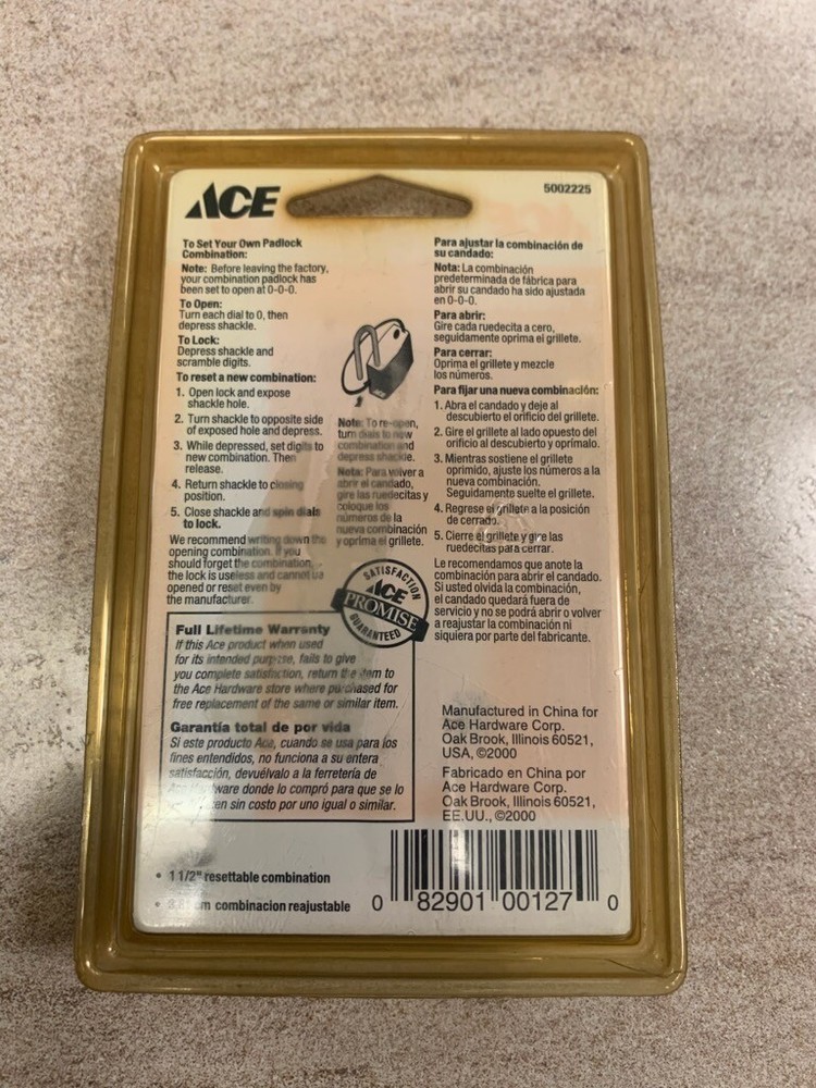 ACE 1 1/2 RESETTABLE PADLOCK