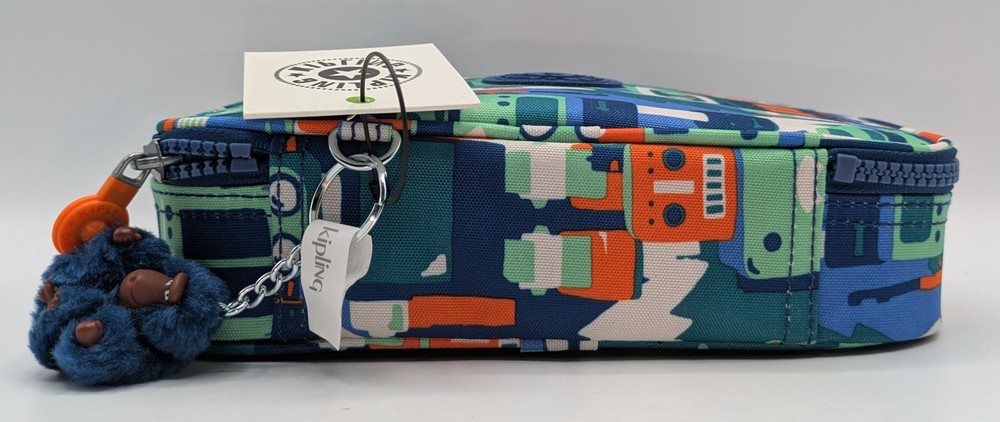 Kipling 100 Pens Printed Case Pencil Accessory ROBOT CAMO BLUE