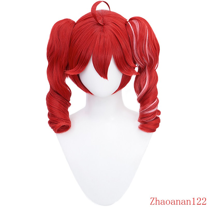 New Virtual Singer Kasane Teto Cosplay Wigs Red Two Ponytails Anime Costume Prop