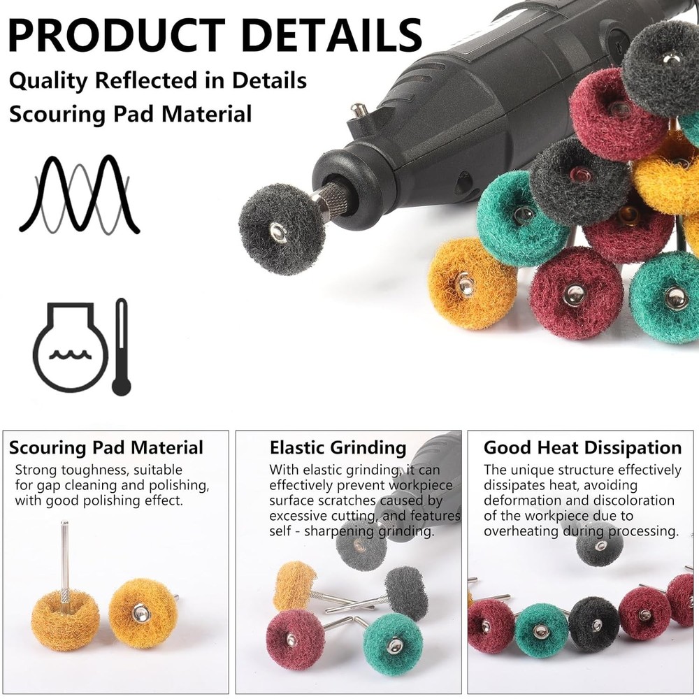 40 PCS Double-Layer Buffing Pads, Multi-Grit Abrasive Wheels...