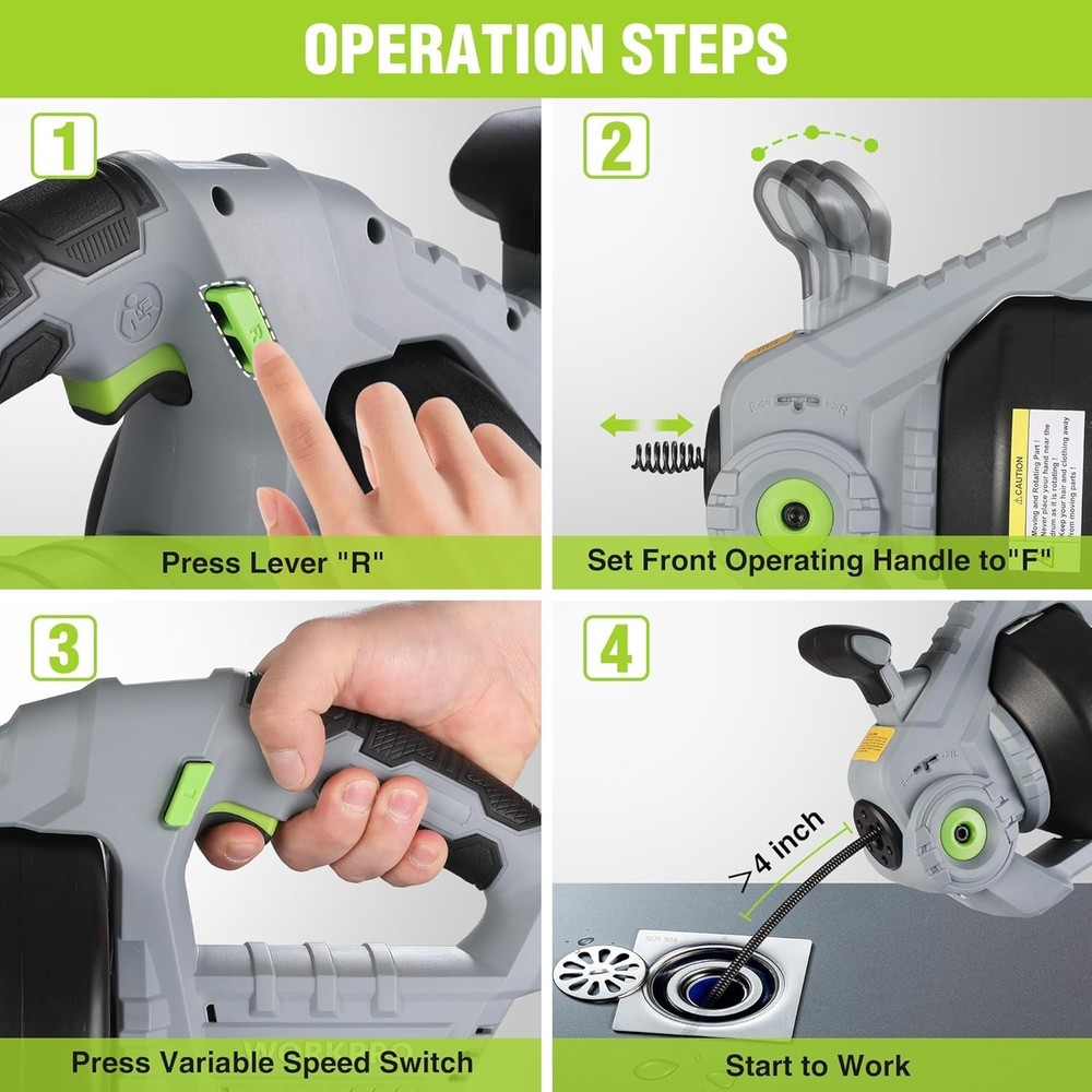 Cordless Electric Drain Auger Set