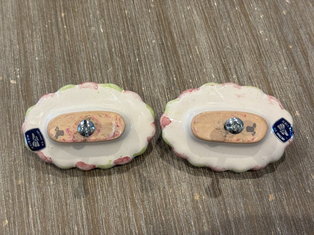 Mackenzie Childs ceramic set of 2 OVAL knobs