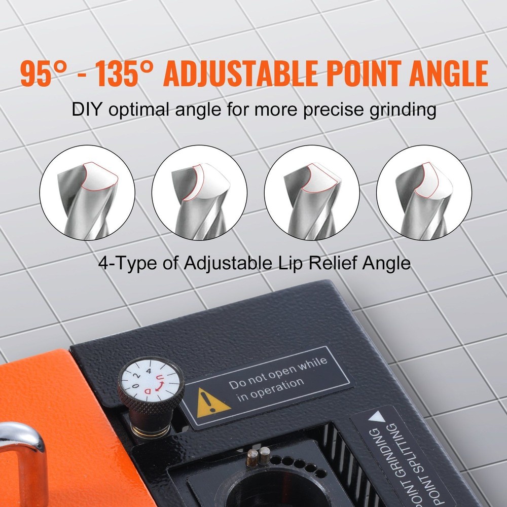 VEVOR Drill Bits Sharpener, 3-20mm End Mill Grinder Sharpener, Lip Relief Angle