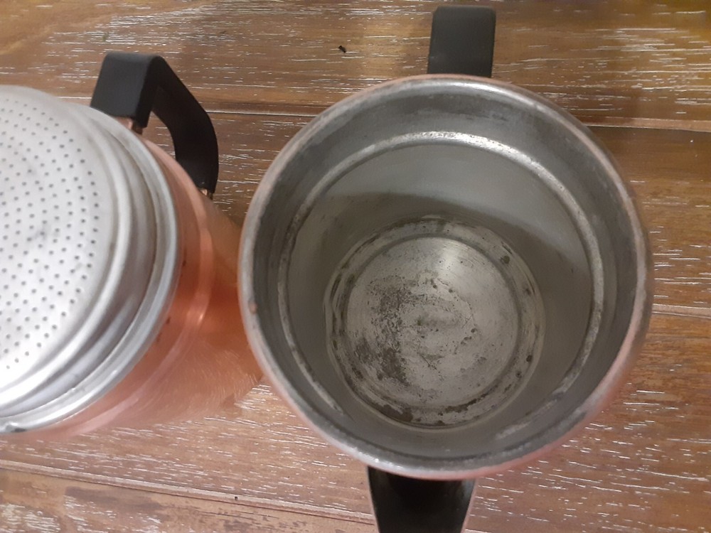 VTG.MCM COPPER 1 CUP COFFEE MAKER STACKED